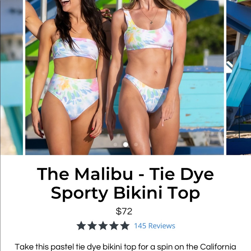 NWT The Malibu Tie Dye Sporty Bikini Top & High Waisted Bikini Bottom